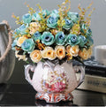 Axyaa Ceramic Vase & Flower Arrangement Set - Home Decor Crafts