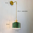 Axyaa Minimalist Glass LED Chandelier with Green Accents