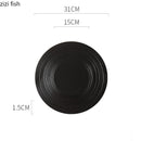 Axyaa Brushed Texture Ceramic Steak Pasta Sushi Dessert Plates for Molecular Cuisine