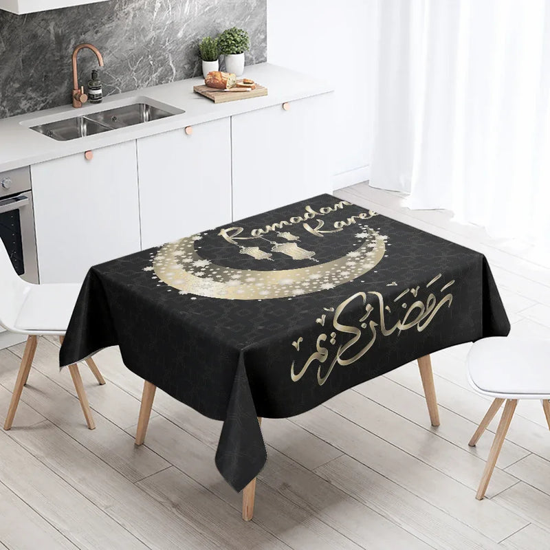 Axyaa Eid Mubarak Mosque Tablecloth: Waterproof, Anti-fouling, Islamic Home Decor