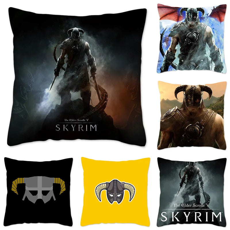 Axyaa Skyrim Meme Cushion Cover - Designer Polyester Cushion Case for Home Decor
