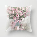 Axyaa Flower Pattern Decorative Sofa Cushion Cover Pillow Pink