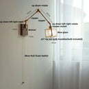 Axyaa Ash Wood LED Swing Arm Wall Lights with Pull Chain Switch & Blue Glass