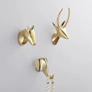 Axya Deer Head Coat Hook: Gold Home Wall Decor Key Hook