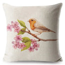 Axyaa Vintage Floral Bird Linen Cushion Cover - 45*45cm