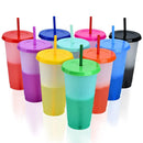 Axyaa Color Changing Cups with Lids and Straws - 710ml Reusable Plastic Tumblers