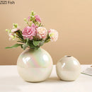 Axyaa Ceramic Vase: Gradient Pearl White Desk Decoration for Flowers Arrangement