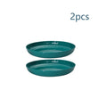 Axyaa Dark Green Striped Plastic Plate Set - Reusable Household & Outdoor Camping Snack Plates
