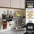 Axyaa Kitchen Storage Rack: Waterproof, Multifunctional, Wall-Mounted Seasoning & Knife Holder