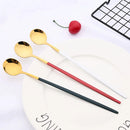Axyaa Long Handle Mirror Ice Spoon Set - 10Pcs Stainless Steel Flatware & Bar Tools