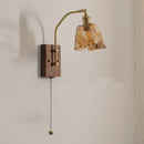 Axyaa Glass Copper LED Wall Lamp with Pull Chain Switch