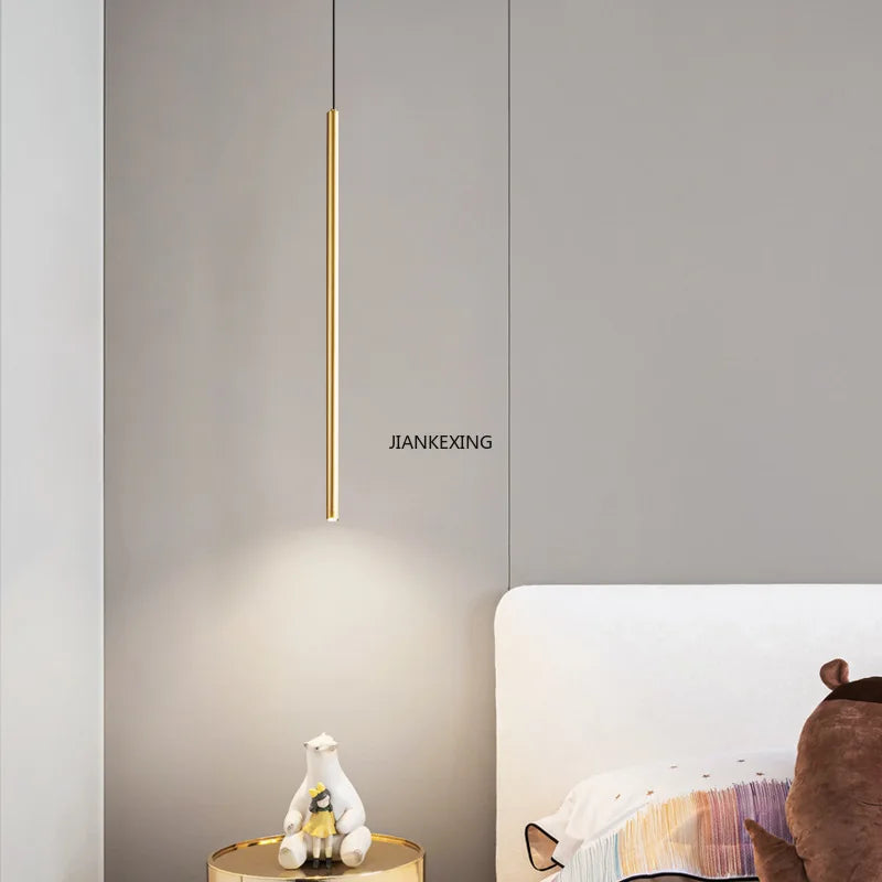 Axyaa Nordic LED Long Chandelier for Artistic Living Room Lighting