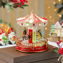 Axyaa Christmas Carousel Music Box Ornament with Lights and Rotating Feature