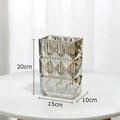 Axyaa Clear Glass Vase Square Hydroponic Flower Pots Floral Arrangement Desk Decor