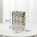 Axyaa Clear Glass Vase Square Hydroponic Flower Pots Floral Arrangement Desk Decor