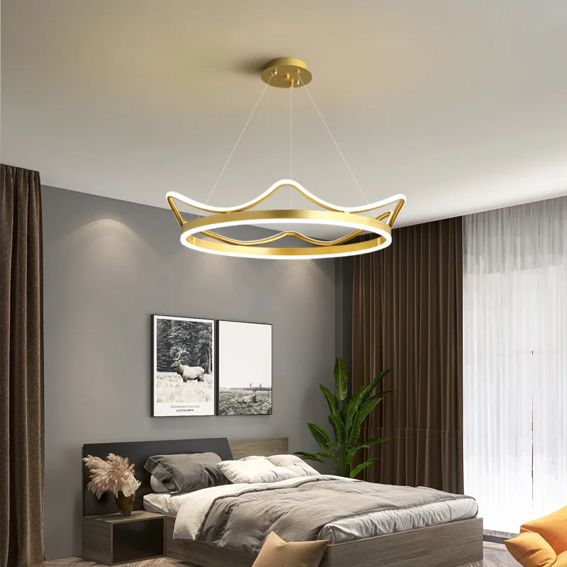 Modern Nordic LED Crown Chandelier by Axyaa - Elegant Lighting Fixture for Dining Room