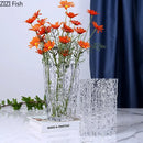 Axyaa Relief Texture Glass Vase Creative Hydroponic Flower Pot Decor Desk Decoration