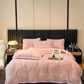 Axyaa High-End Jacquard Milk Fleece Winter 4-Piece Bed Set