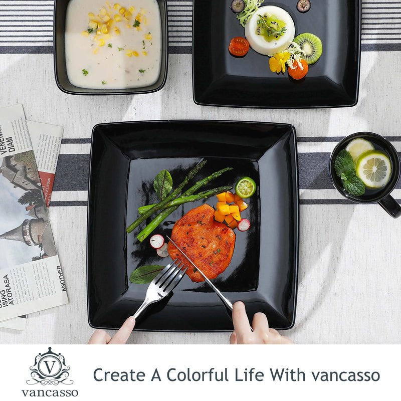 Axya SOHO Black Ceramic Square Dinnerware Set