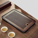 Axyaa Bamboo Tea Tray with Drainage, Modern Design, Small Size for Home and Hotel
