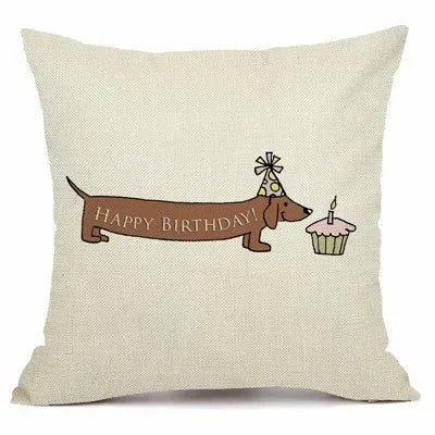Axyaa Christmas Sausage Style Cushion Cover | Festive Dog Decorative Pillow Cover 45x45cm
