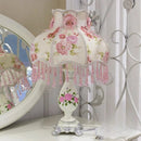 Axyaa Retro Resin Desk Lamp LED E27 Fabric Lampshade Dimmable Table Light