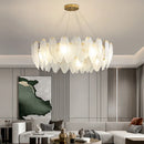 Axyaa Luxury Feather Crystal Chandelier - Cream Style Main Bedroom Lighting