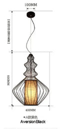 Axyaa Geometric Pendant Lamp Rope Birdcage Light Fixture E27 Scandinavian Style