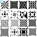 Axyaa Plaid Geometric Wave Stripe Checkerboard Print Throw Pillow Case