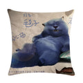 Axyaa Cartoon Cat Linen Pillow Cover for Leisure Sofa Chair Decor 45*45cm