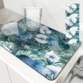 Axyaa Tropical Plants Watercolor Drying Mat: Non-Slip Absorbent Kitchen Counter Mat