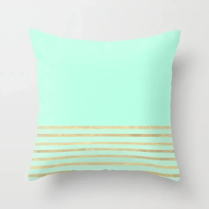 Light Blue Green Mint Geometric Print Boho Pillowcase Set by Axyaa