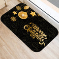 Axyaa Merry & Happy Year Door Mat: Golden Black Letter Print, Non-Slip Floor