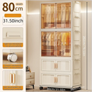 Axyaa Foldable Storage Cabinet on Wheels for Clothes/Quilts, Mixed Cream
