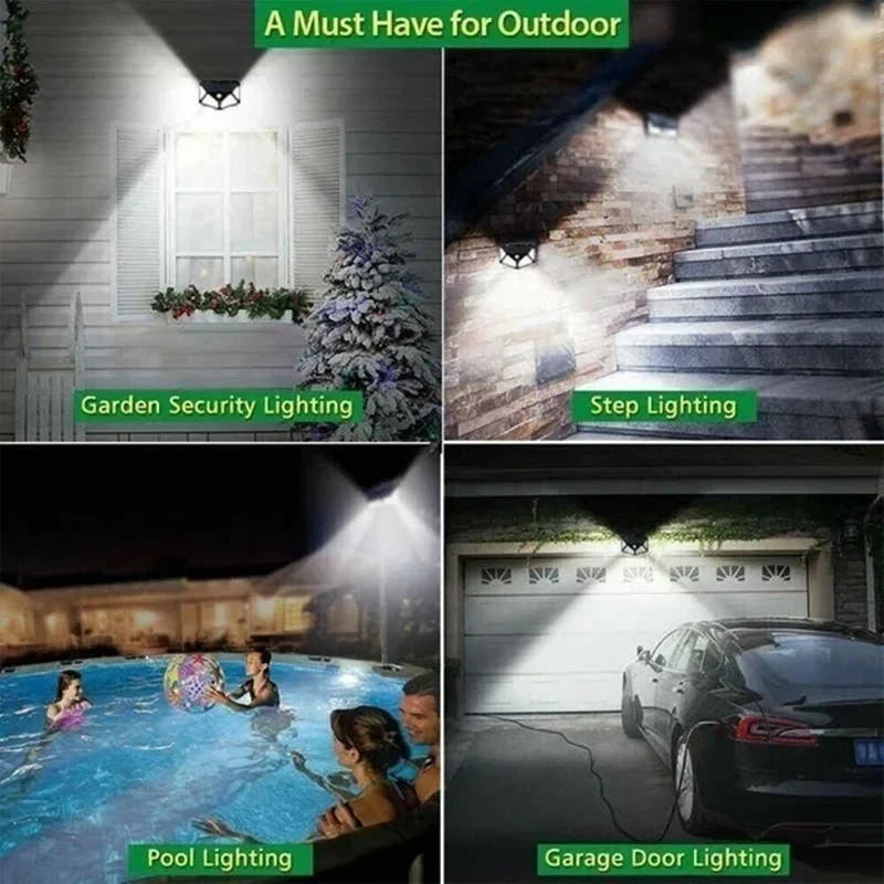Axyaa Solar Lights 100LED PIR Motion Sensor Outdoor Wall Lamp for Garden Courtyard