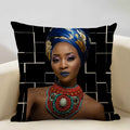 Axyaa African Retro Fashion Girl Sofa Cushion Cover 45x45cm Home Decor Pillow Cover
