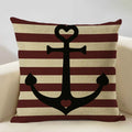 Axyaa Nautical Pattern Linen Cushion Cover 45x45cm for Home Sofa Decoration