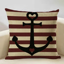 Axyaa Nautical Pattern Linen Cushion Cover 45x45cm for Home Sofa Decoration