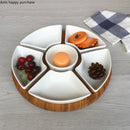 Axya Ceramic Fruit Tray with Bamboo Divider - Snack & Dessert Plate