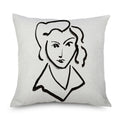 Axyaa Minimalist Matisse Portrait Linen Pillow Case, Sofa Decor, Simple Line Drawing