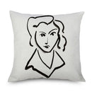 Axyaa Minimalist Matisse Portrait Linen Pillow Case, Sofa Decor, Simple Line Drawing