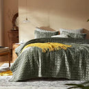 Axyaa Olive Green Velvet Quilt Set - Full/Queen Size Comforter with 2 Shams
