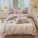 Axyaa Spring Lace Bedding Set: Quilt Cover, Bed Sheet - Fresh Pastoral Style