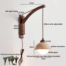 Axyaa Yellow Travertine LED Wall Light Fixture Glass Ball Vintage Industrial Bedroom Lamp