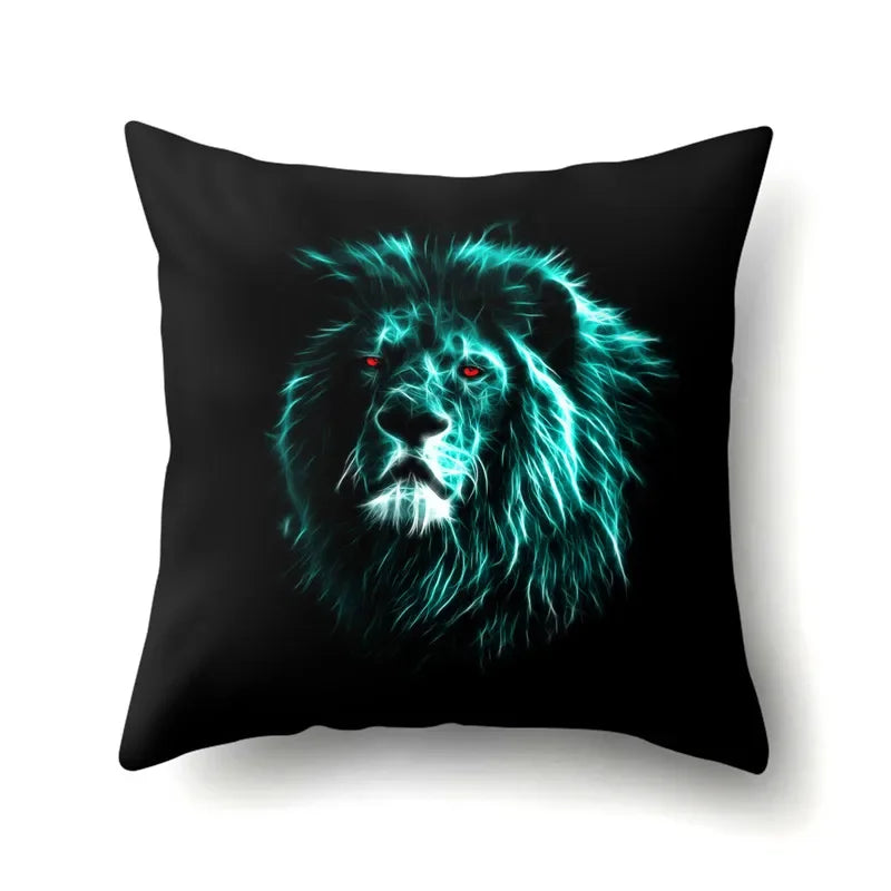 Lion Pattern Polyester Cushion Cover by Axyaa - Home decoration Pillow Cover