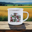 Axyaa Christmas Enamel Mugs, Santa Snowman Reindeer Design, Festive Xmas Party Cup