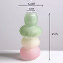 Axyaa Geometric Striped Glass Vase Gradient Flowerpot Terrarium Gradient Home Decor
