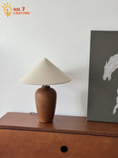 Axyaa Walnut Linen Table Lamp LED E27 Bedroom Bedside Minimalist Design