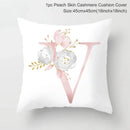 Axyaa Pink Letterwork Cushion Cover 45*45cm, Wedding Party Decor, Elegant Wedding Pillow