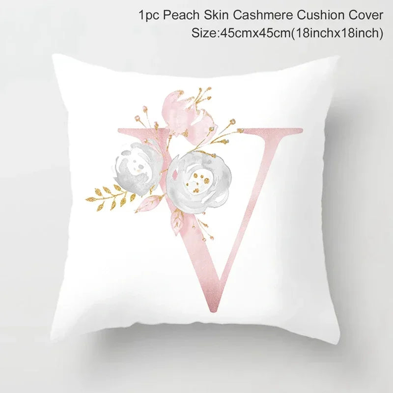 Axyaa Pink Letterwork Cushion Cover 45*45cm, Wedding Party Decor, Elegant Wedding Pillow